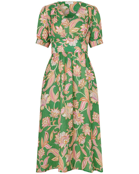 Leandra Dress Paisley Full Green - shopatstocks
