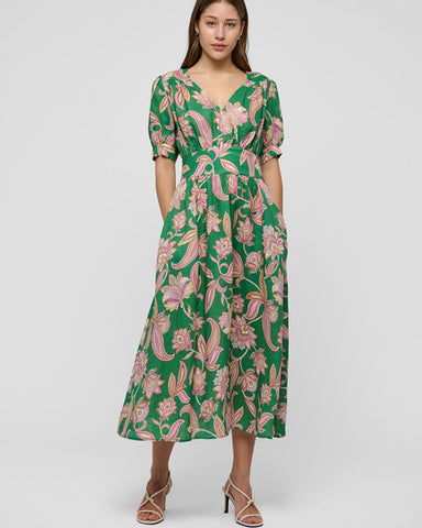 Leandra Dress Paisley Full Green - shopatstocks