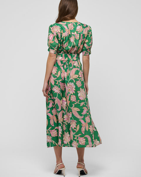 Leandra Dress Paisley Full Green - shopatstocks