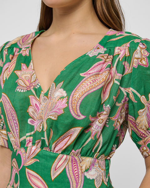 Leandra Dress Paisley Full Green - shopatstocks