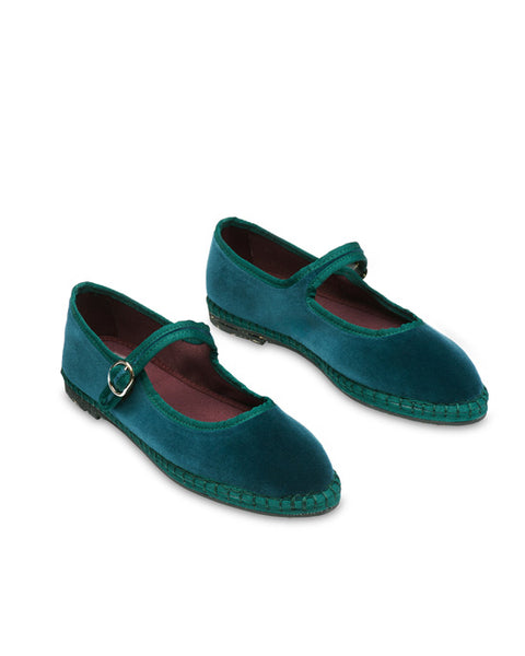 Leonor Mary Jane Dark green w Dark Green Piping