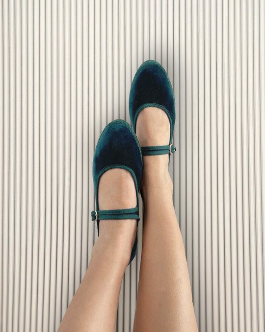 Leonor Mary Jane Dark green w Dark Green Piping