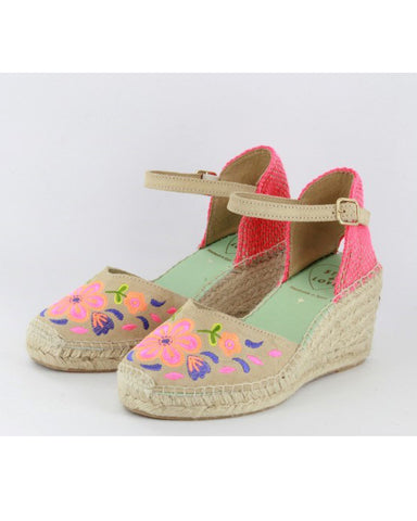 Libra Embroidered Wedge Espadrilles