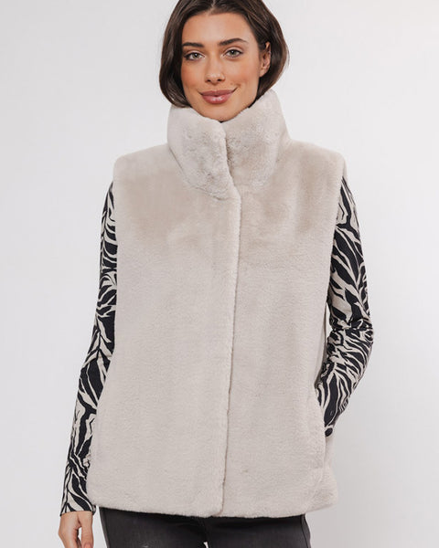 Lison Short Faux Fur Waistcoat Birch