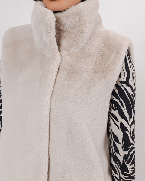 Lison Short Faux Fur Waistcoat Birch