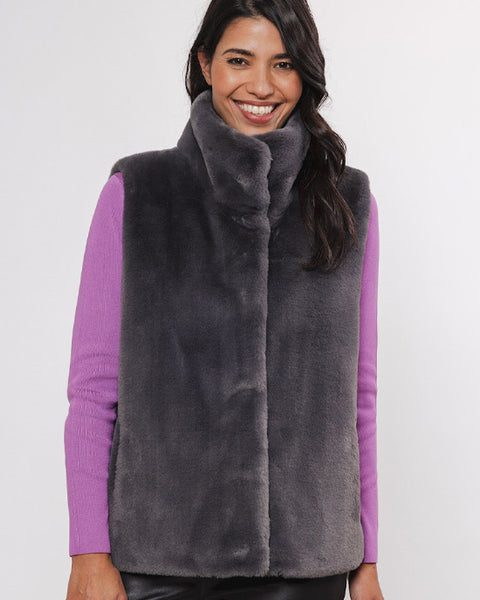 Lison Short Faux Fur Waistcoat Graphite