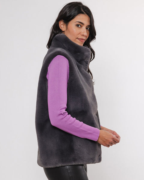 Lison Short Faux Fur Waistcoat Graphite