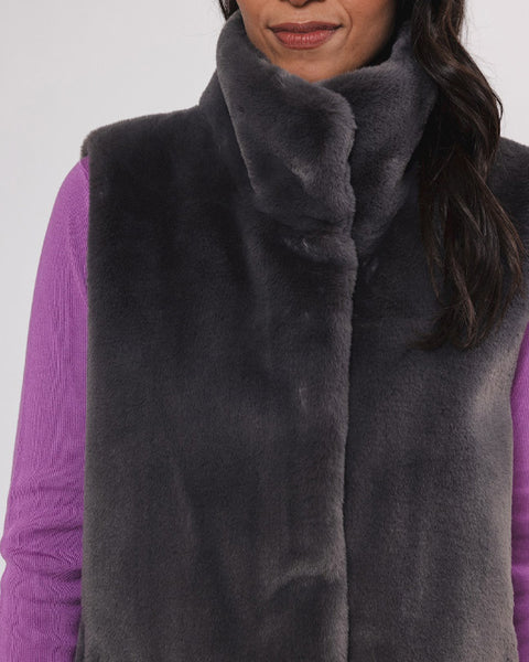 Lison Short Faux Fur Waistcoat Graphite