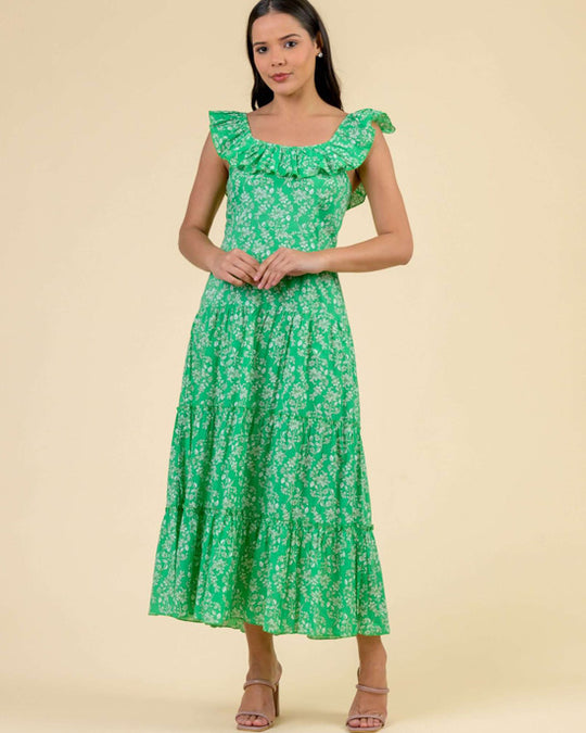 Lizzy Dress Busy Floral Green