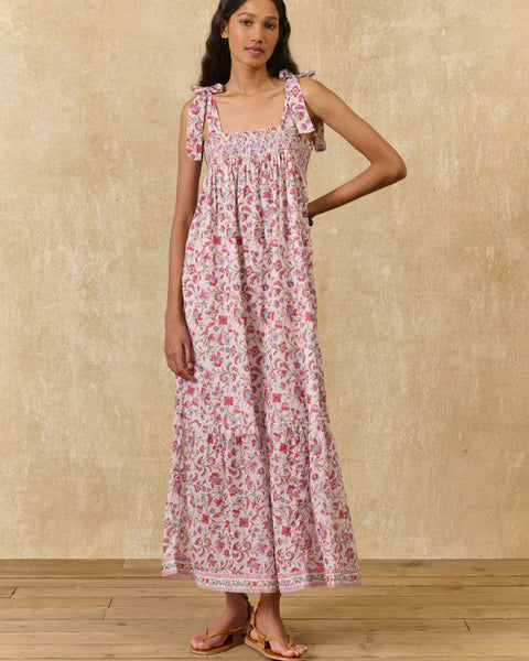 Marcelette Dress Cream Floral Haven - shopatstocks