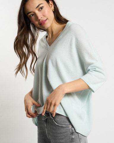 Martinettie V-neck Jumper Ice Blue - shopatstocks