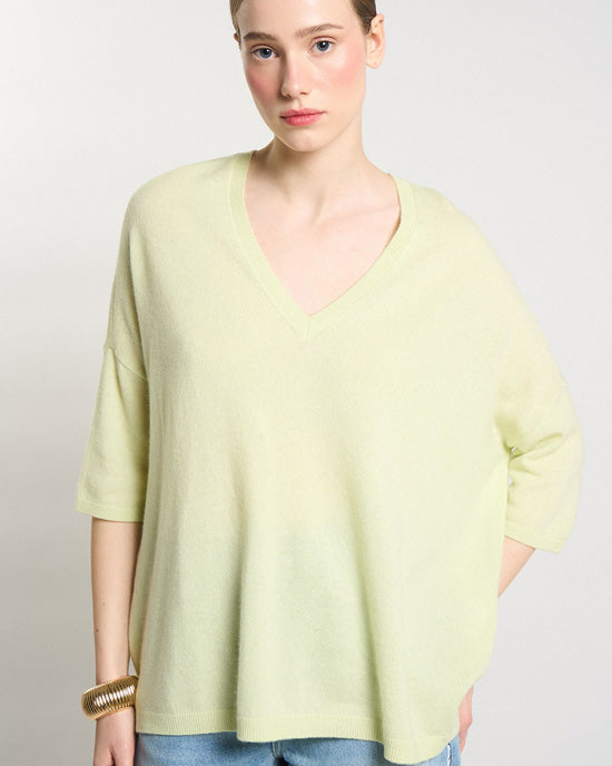 Martinettie V-neck Jumper Water Green - shopatstocks