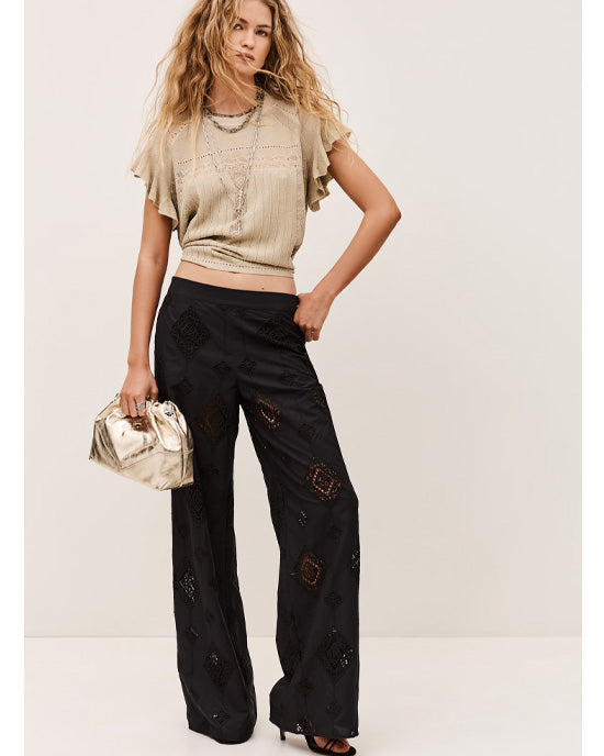 Mike Broderie anglais Pants Black - shopatstocks