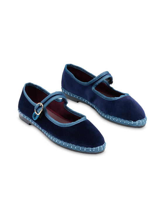 Montague Mary Jane Dark Blue w Blue Piping