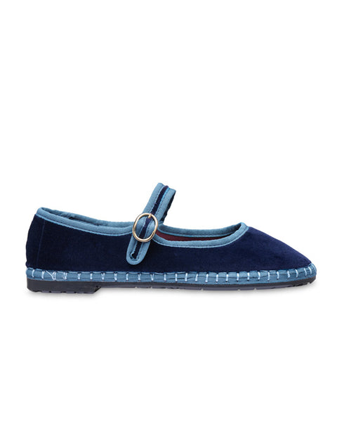 Montague Mary Jane Dark Blue w Blue Piping