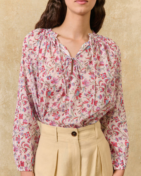 Nicoliana Shirt Cream Floral Haven - shopatstocks