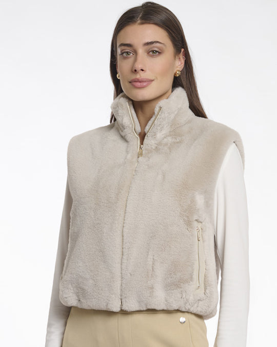 Nikki Short Faux Fur Waistcoat Birch