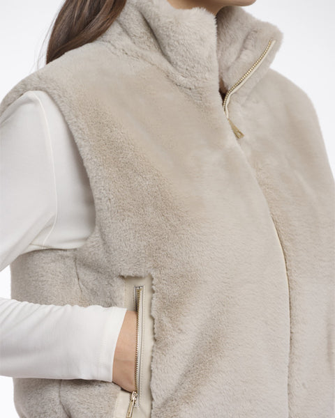 Nikki Short Faux Fur Waistcoat Birch