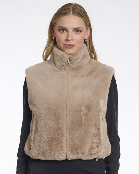 Nikki Short Faux Fur Waistcoat Oat