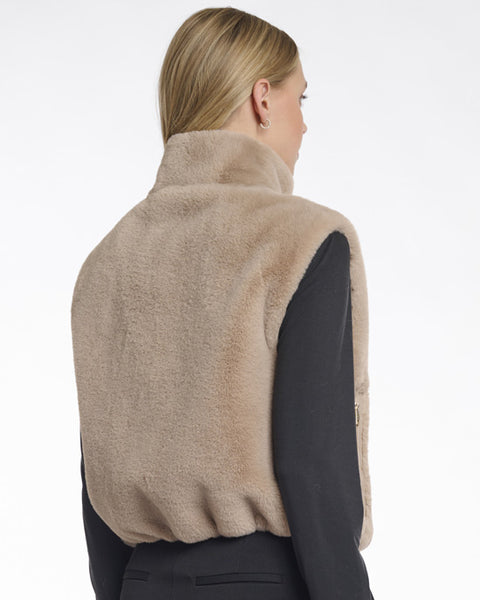 Nikki Short Faux Fur Waistcoat Oat