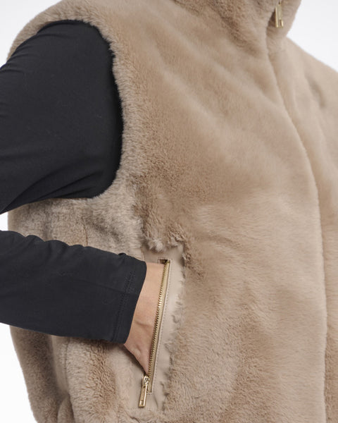 Nikki Short Faux Fur Waistcoat Oat