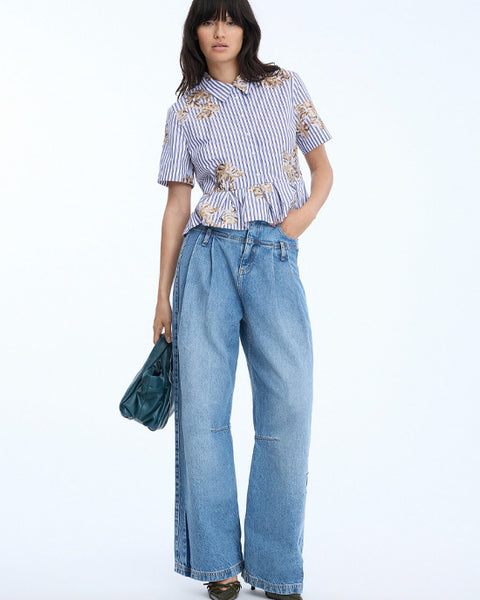 Nuriana Blouse Stripe Blue/White