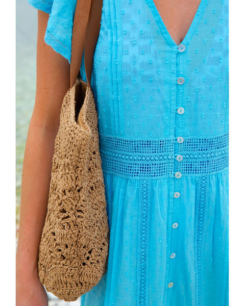 Nyla Organic Cotton Beach Kaftan Turquoise