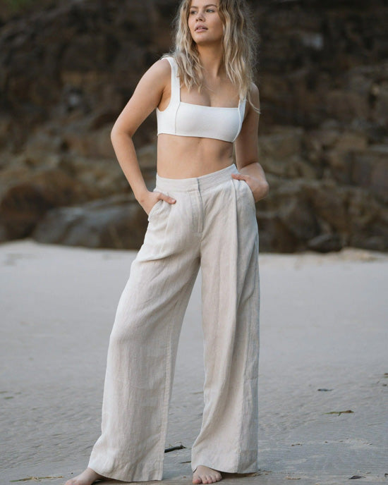 Oli Linen Pants Oatmeal - shopatstocks