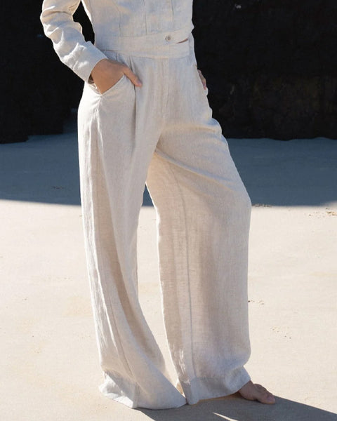 Oli Linen Pants Oatmeal - shopatstocks