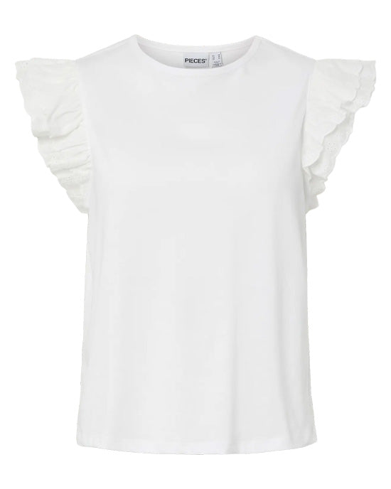 Pandria Embroidery Short Sleeve Cotton Tee White - shopatstocks
