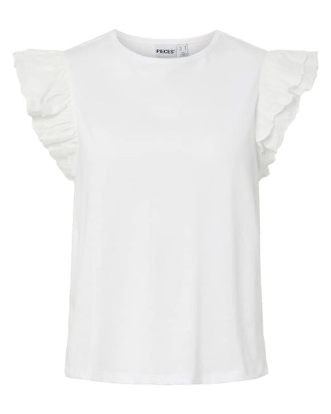 Pandria Embroidery Short Sleeve Cotton Tee White - shopatstocks