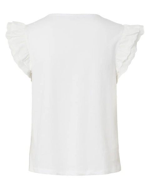 Pandria Embroidery Short Sleeve Cotton Tee White - shopatstocks