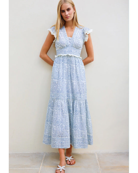 Pippa Organic Cotton Dress Sunflower Ivory/Navy