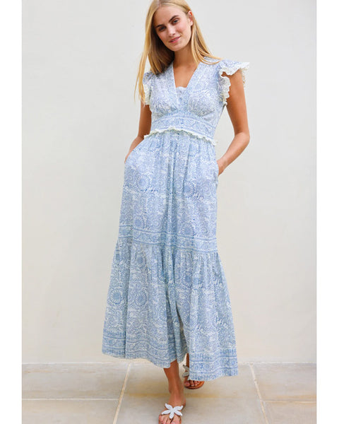 Pippa Organic Cotton Dress Sunflower Ivory/Navy