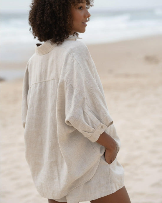 Pixie Linen Shirt Oatmeal - shopatstocks
