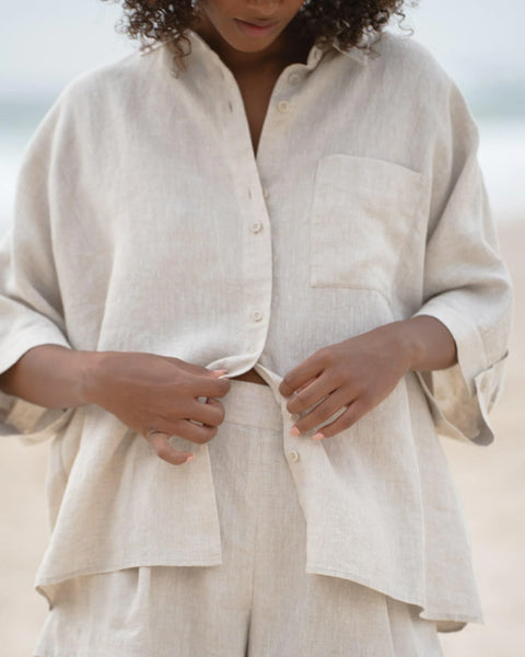 Pixie Linen Shirt Oatmeal - shopatstocks