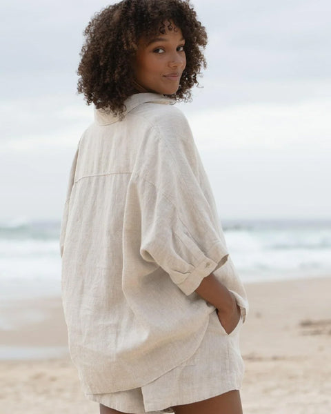 Pixie Linen Shirt Oatmeal - shopatstocks