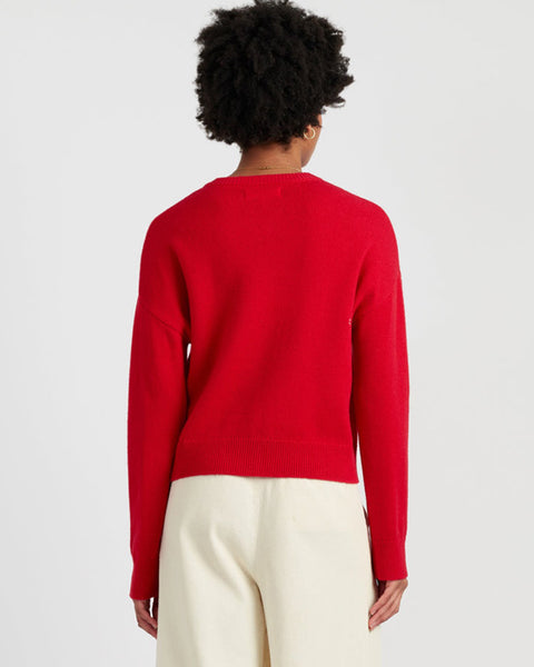 Velvet Bow Cardigan Red