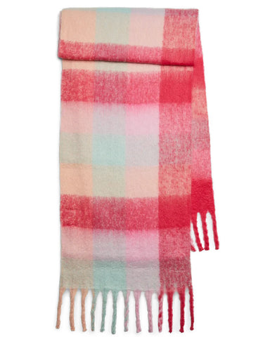 Rilla Long Scarf Rose Red Check