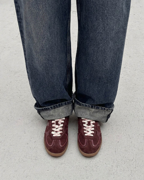 Rife Burgundy Cream Leather Sneakers