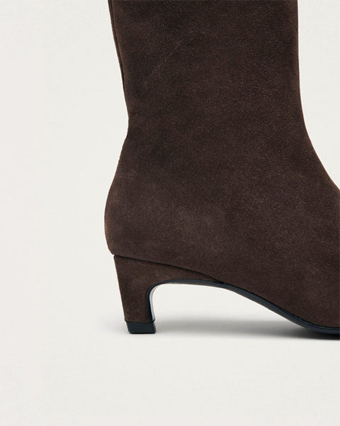 Ambar Suede Brown Leather Ankle Boots