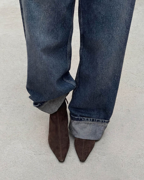 Ambar Suede Brown Leather Ankle Boots