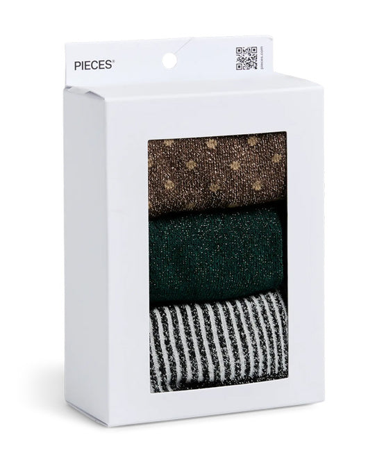 Sebby Xmas Glitter Socks 3-Pack Box