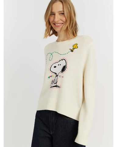 Snoopy Embroidered Sweater Cream