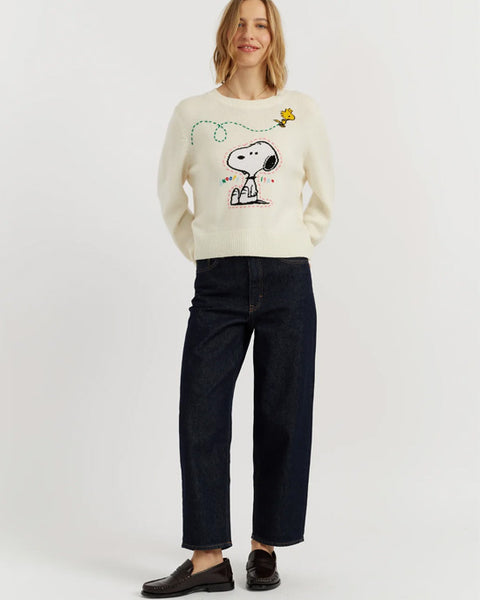 Snoopy Embroidered Sweater Cream