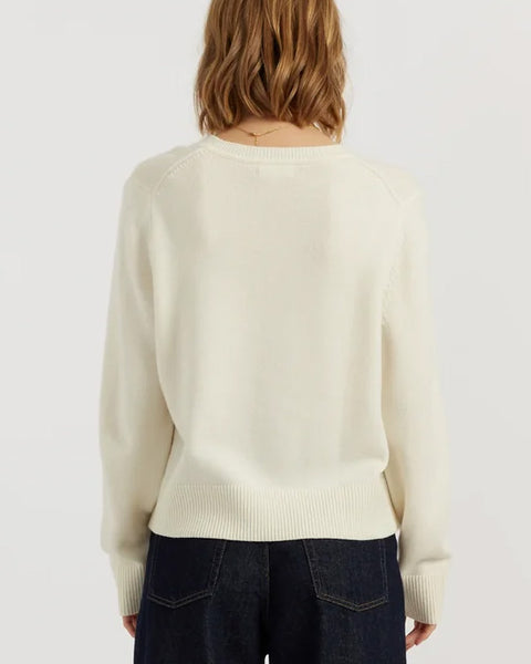 Snoopy Embroidered Sweater Cream