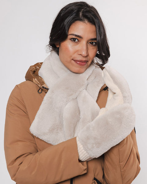 Stip Faux Fur Scarf Birch