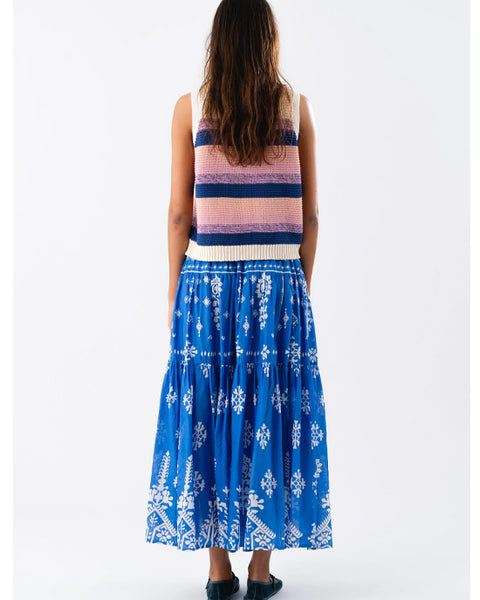 Sunset Maxi Skirt Blue Cotton