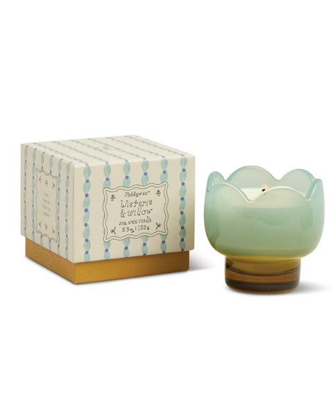 Tulip Blue and Ochre Glass Candle - Wisteria & Willow - shopatstocks