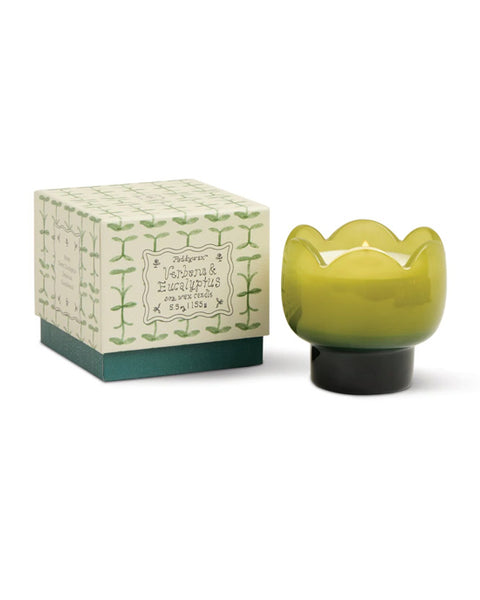 Tulip Green and Dark Green Glass Candle - Verbena & Lemongrass - shopatstocks